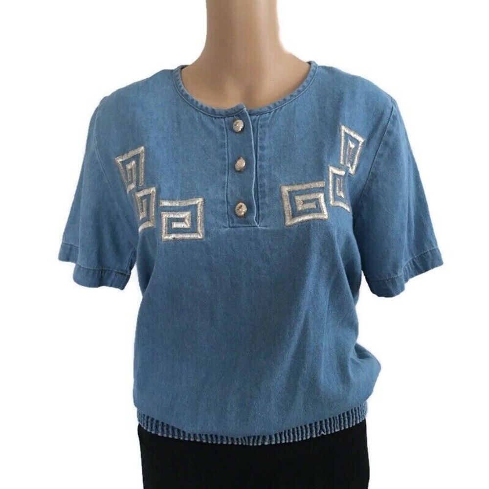 Vintage Susan Christopher California Women's Shirt Top Size Small Jean Denim